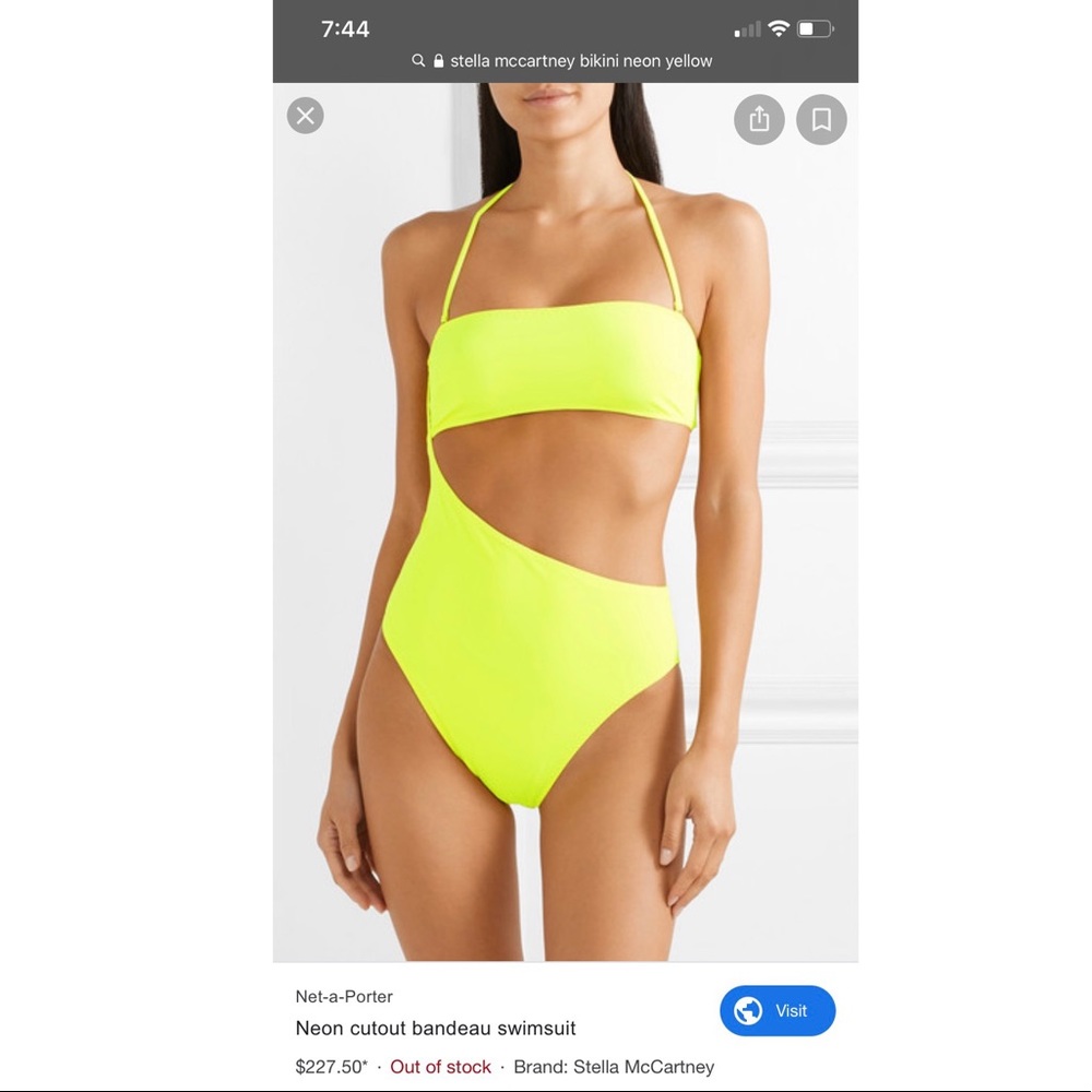 Stella McCartney Neon Cutout Bandeau Swimsuit